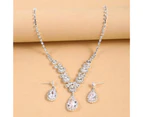 1 Set Neck Pendant Fine Workmanship Wide Application Alloy Sparkling Beautiful Drop Earrings Necklace Jewelry Supplies Silver