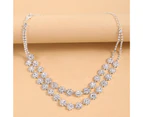 1 Set Neck Pendant Fine Workmanship Wide Application Alloy Sparkling Elegant Dangle Earring Necklace Chain Jewelry Supplies Silver