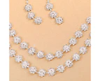 1 Set Neck Pendant Fine Workmanship Wide Application Alloy Sparkling Elegant Dangle Earring Necklace Chain Jewelry Supplies Silver