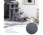 Costway 4-Step Pet Stairs Carpeted Ladder Ramp 8 Scratching Post Cat Tree Climber Grey