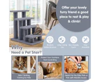 Costway 4-Step Pet Stairs Carpeted Ladder Ramp 8 Scratching Post Cat Tree Climber Grey