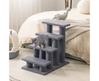 Costway 4-Step Pet Stairs Carpeted Ladder Ramp 8 Scratching Post Cat Tree Climber Grey