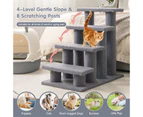 Costway 4-Step Pet Stairs Carpeted Ladder Ramp 8 Scratching Post Cat Tree Climber Grey