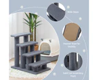 Costway 4-Step Pet Stairs Carpeted Ladder Ramp 8 Scratching Post Cat Tree Climber Grey