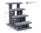 Costway 4-Step Pet Stairs Carpeted Ladder Ramp 8 Scratching Post Cat Tree Climber Grey