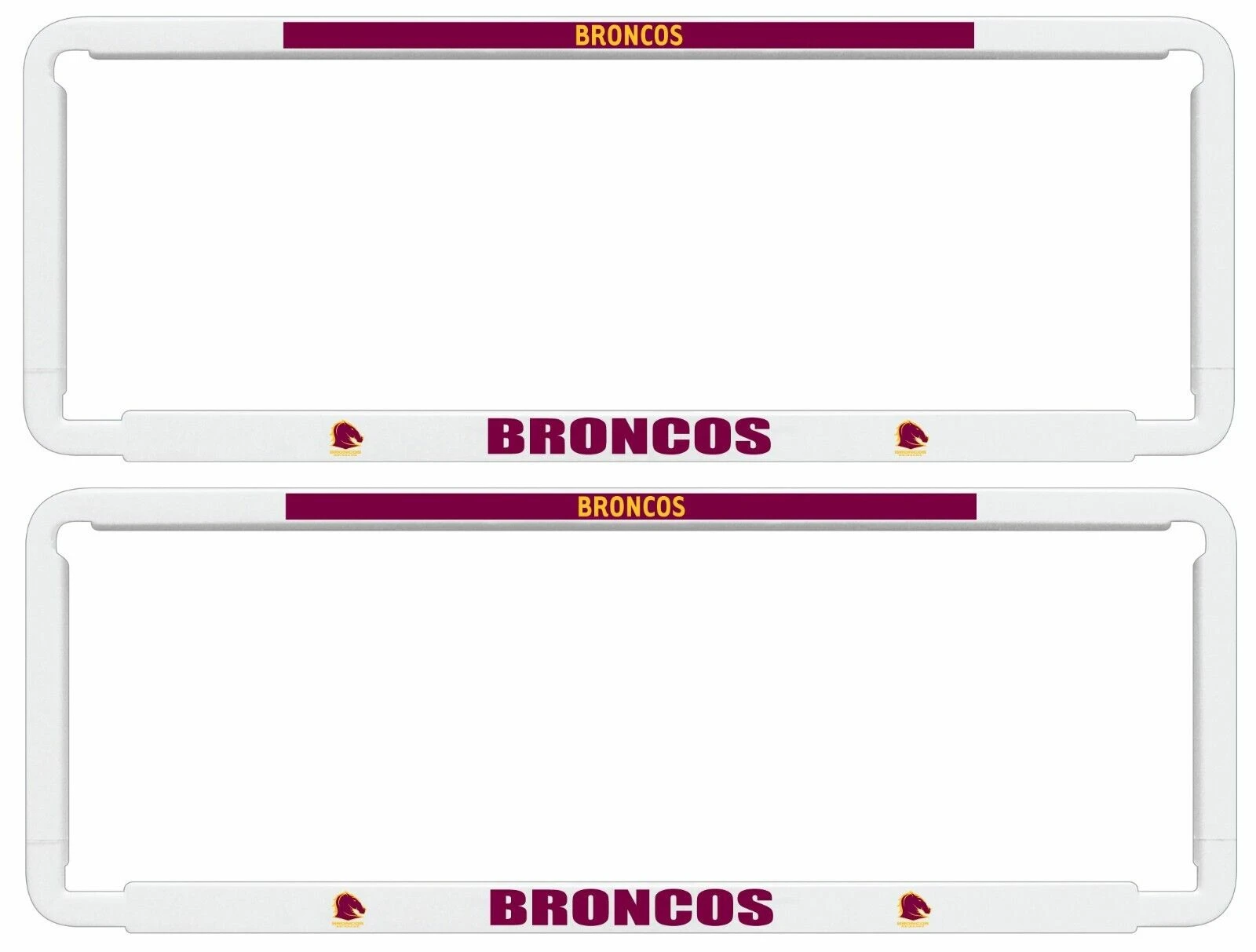 2x OFFICIAL NRL Brisbane Broncos Car Number Plate Frame Cover Surround