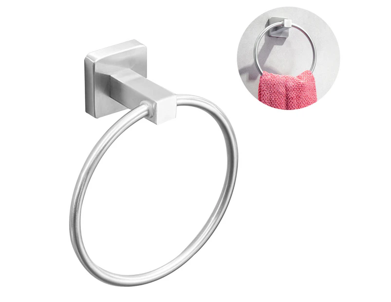 Towel Ring for Bathroom 1 Pack,,Square Bottom Brushed Towel Ring