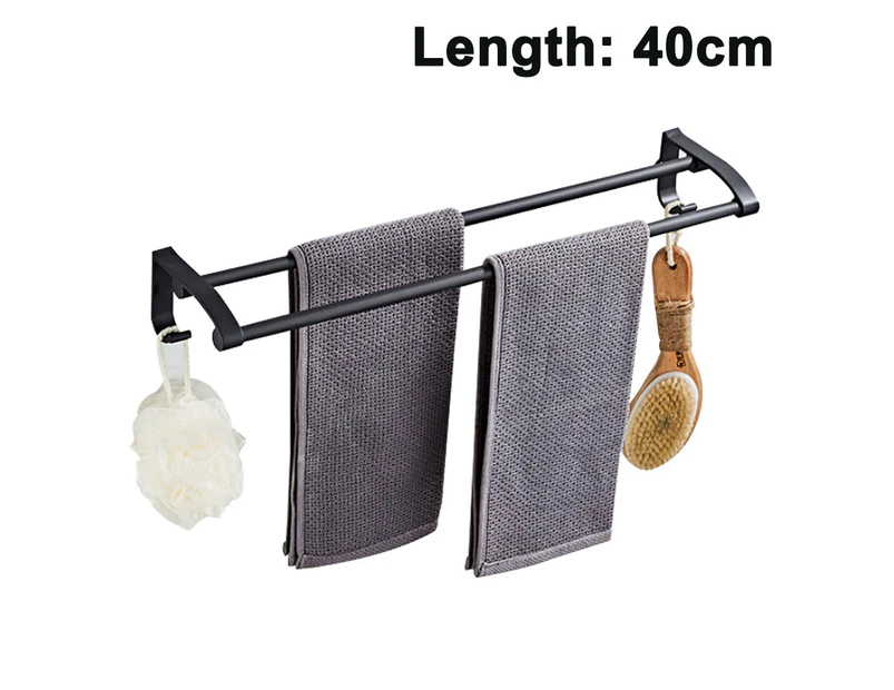 No Punching Aluminum Double Pole Black Towel Rack-40Cm