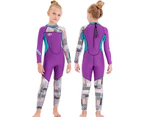 2.5mm Neoprene Girls Wetsuit Kids Thermal Swimsuit Rash Guard Children Jumpsuit Swimwear Sun Protection Diving Snorkeling Suit Purple