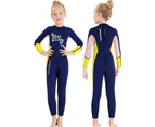 Kids Wetsuit Girls Swimsuit Children 2.5mm Thermal Rash Guard Swimwear Sun Protection Diving Snorkeling Suit Yellow