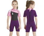 Diving Snorkeling Surfing Suit Shorty Wetsuit for Girls One Piece Swimsuits 2.5MM Neoprene Bathing Suits for Swimming Pink