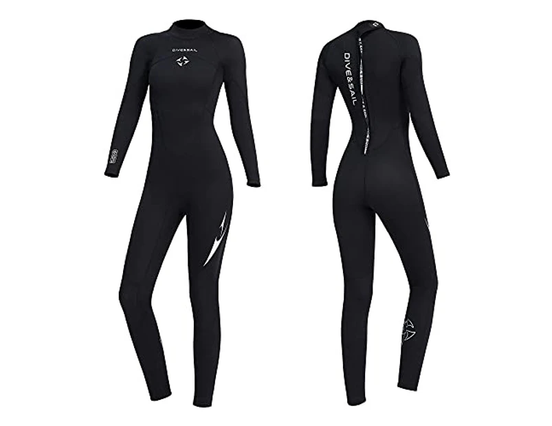 3mm Neoprene Full Wetsuit for Women Water Sports Diving Suits Swimwear Long Sleeve Back Zipper Jumpsuit for Scuba Snorkeling Surfing
