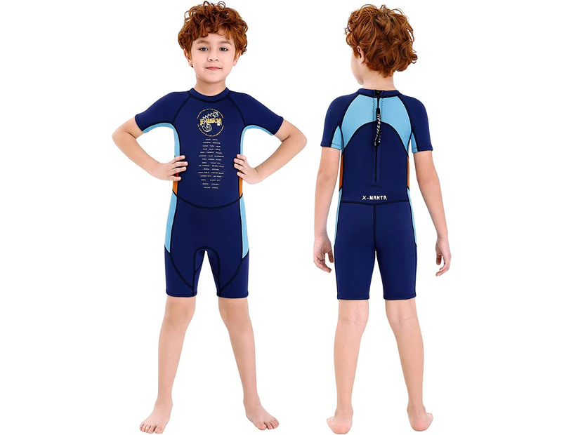 Shorty Wetsuit Kids Wetsuit for Boys Swimsuit Children 2.5mm Thermal One Piece Warm Thicken Swimwear Sun Protection Diving Suit
