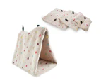 Winter Polka Dot Warm Pet Bird Triangle Cave Cage Hammock Parrot Hanging Bed-White L