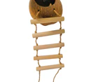Coconut Shell Hammock Parrot Bird Pet Nest Hanging Ladder Summer Bed Cage Decor-Brown