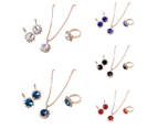 Fashion Women Circle Rhinestone Necklace Earrings Ring Pendants Jewelry Set Red