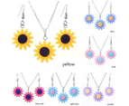Fashion Sunflower Pendant Dangle Hook Earrings + Necklace Women Jewelry Set Yellow