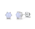 Elegant Faux Opal Pendant Chain Necklace Stud Earrings Women Jewelry Present Silver