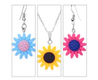 Fashion Sunflower Pendant Dangle Hook Earrings + Necklace Women Jewelry Set Yellow