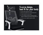 Alfordson Mesh Office Chair Gaming Executive Fabric Seat Racing Footrest Recline White