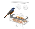 Kitchen Window Acrylic Hanging Wild Bird Feeder House with Strong Suction Cups Flat Roof for Outside Bluejay Chickadee