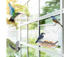 Kitchen Window Acrylic Hanging Wild Bird Feeder House with Strong Suction Cups Flat Roof for Outside Bluejay Chickadee