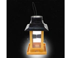 Solar Light Lantern Bird Feeder Food Dispenser Container Outdoor Feeding Tool-Wood
