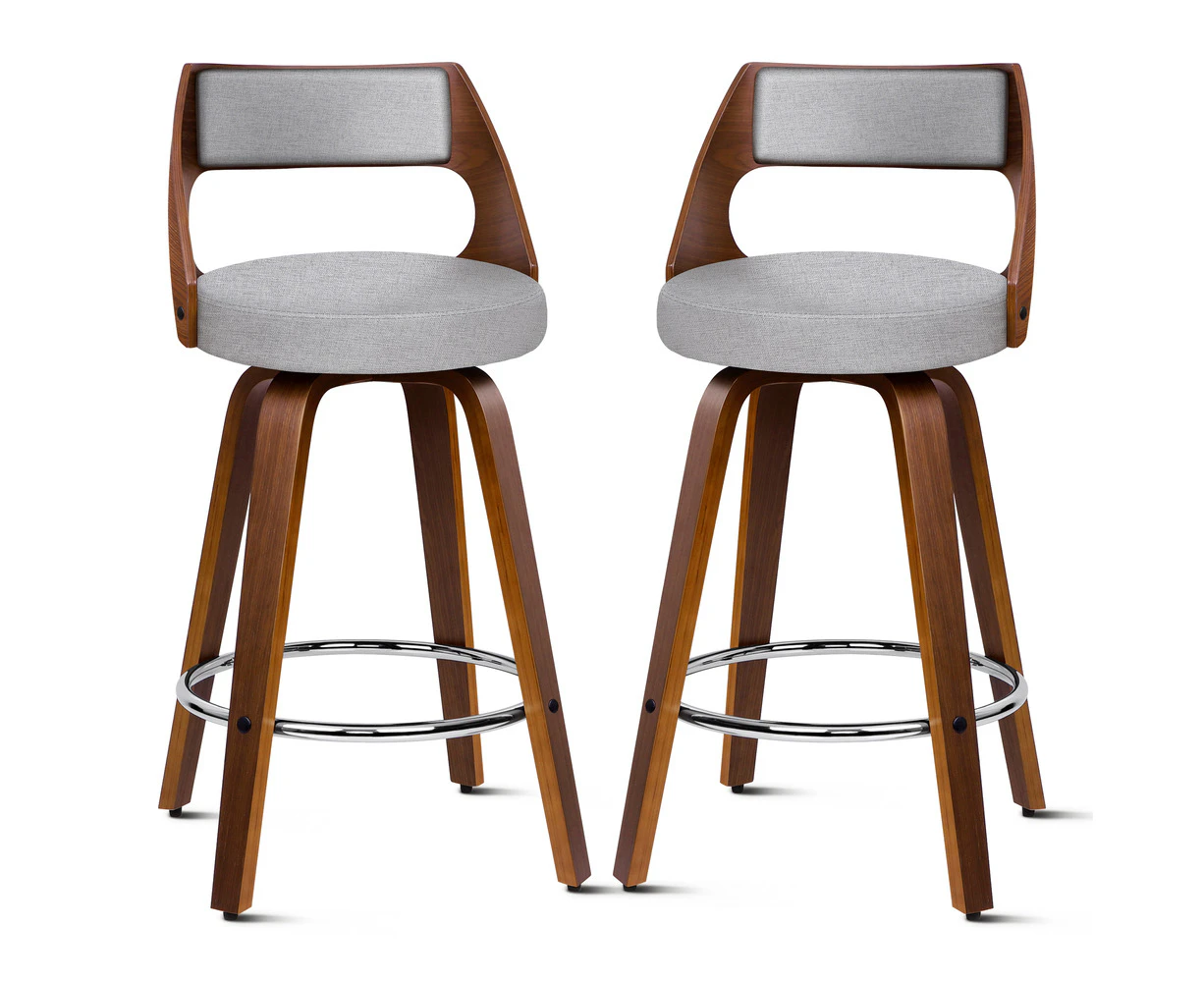 ALFORDSON Set of 2 Eden Elegant Modern Style Bar Stools (Light Grey)