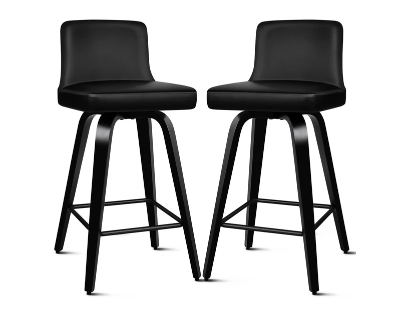 ALFORDSON Set of 2 Bailey Mid-back Bar Stools (All Black)