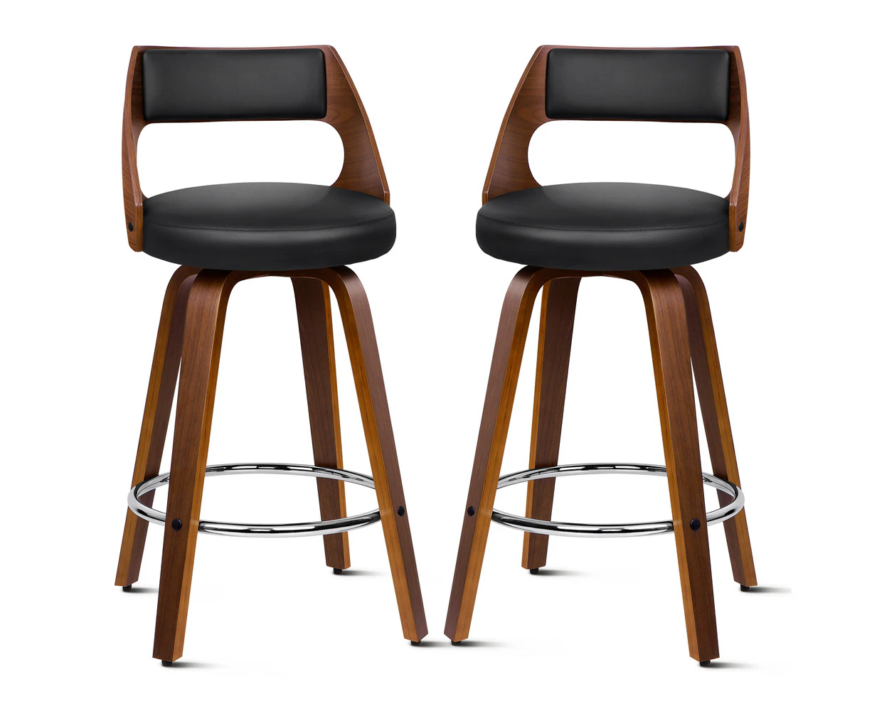 ALFORDSON Set of 2 Eden Elegant Modern Style Bar Stools (Black)