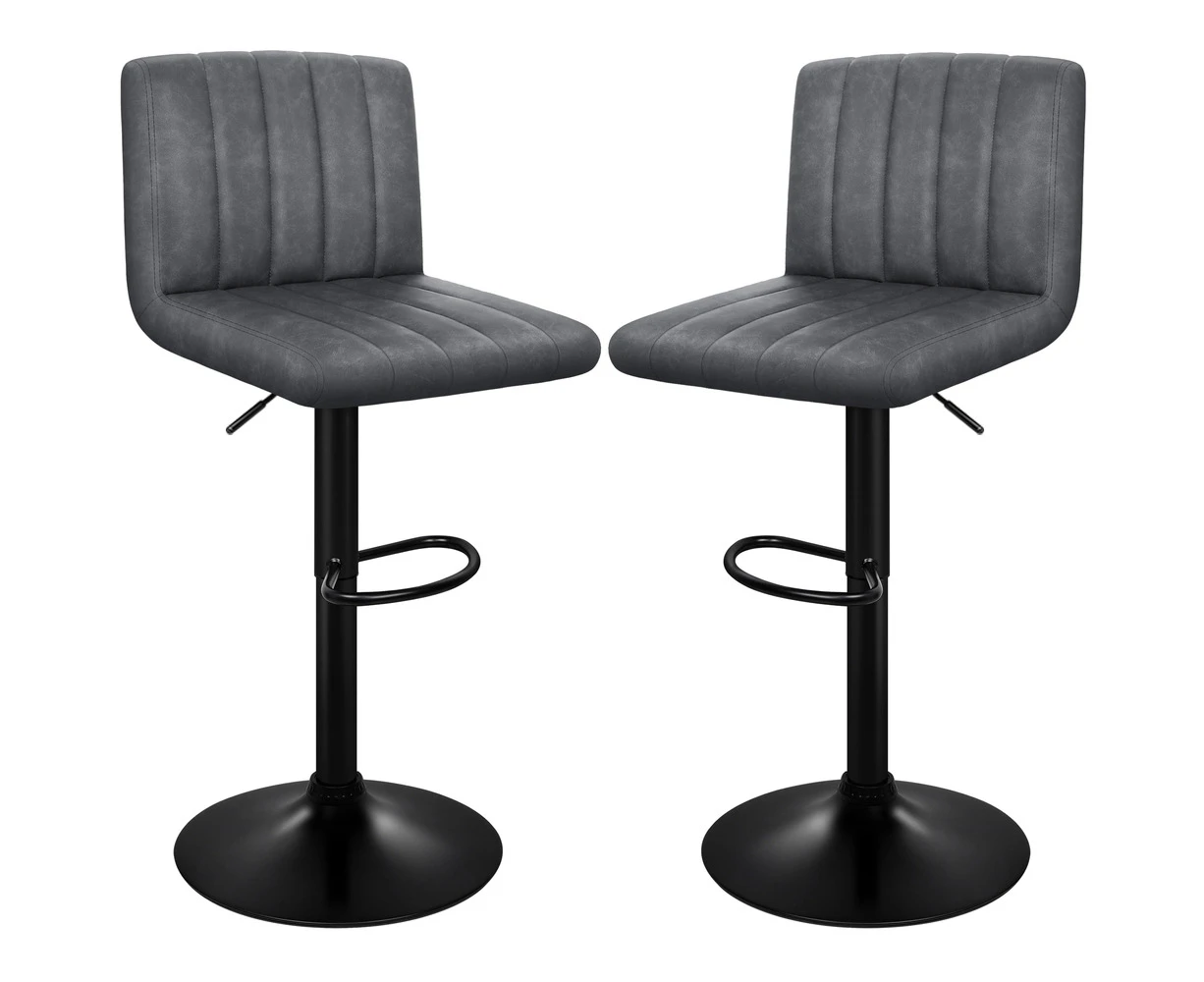 ALFORDSON Set of 2 Macias Stripe Pattern Bar Stools (Grey)