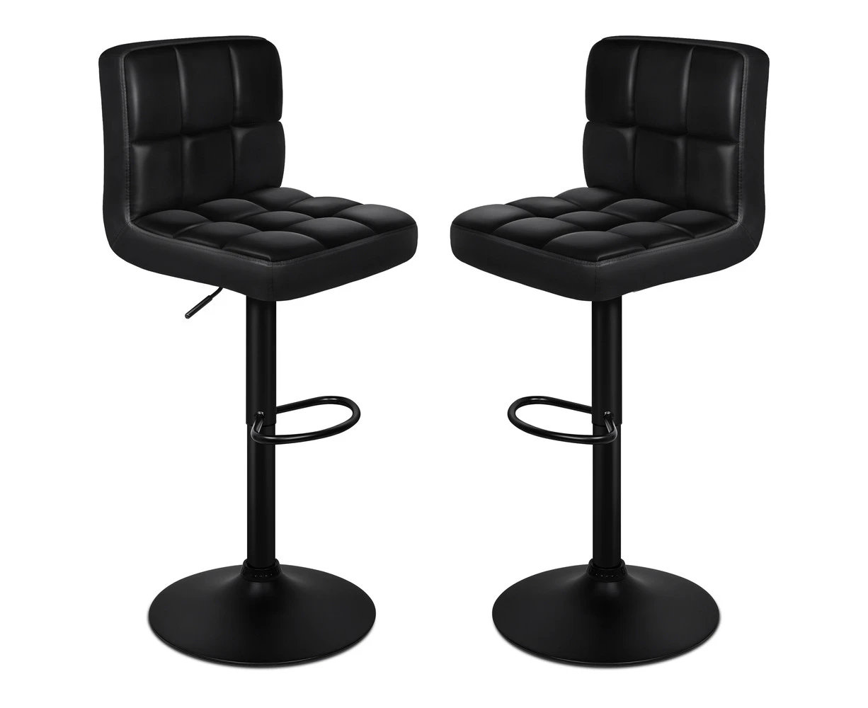 ALFORDSON Set of 2 Ralph L Shape Bar Stools (All Black)