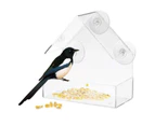 Acrylic Transparent Bird Feeder Suction Cup Mounted Birdhouse Food Feeding Tool-Transparent