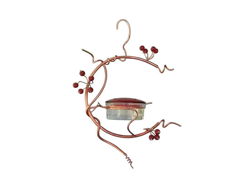 Hummingbird Feeder Red Berries Decor Hanging Metal Detachable Pet Bird Water Drinker for Parrot Style 2