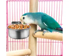 Pet Bowl Large Capacity Hanging Sturdy Stainless Steel Pet Cage Feeder Bowl for Bird -S
