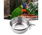Pet Bowl Large Capacity Hanging Sturdy Stainless Steel Pet Cage Feeder Bowl for Bird -S