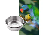 Pet Bowl Large Capacity Hanging Sturdy Stainless Steel Pet Cage Feeder Bowl for Bird -M