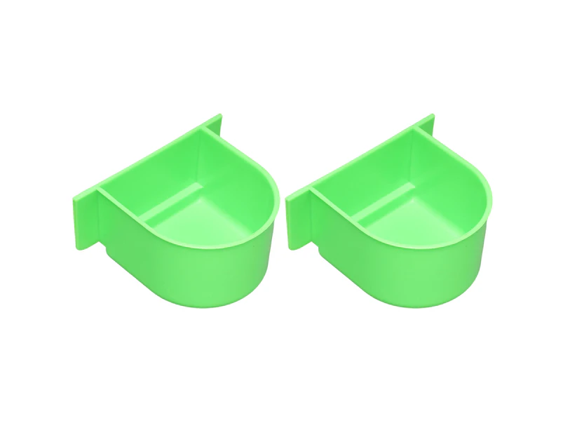 2Pcs Bird Feeding Utensils Hanging Bite Resistant Exquisite Pet Accessory Plastic Feeding Cup Cage Food Water Bowl Bird Feeder for Balcony-Green