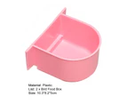 2Pcs Bird Feeding Utensils Hanging Bite Resistant Exquisite Pet Accessory Plastic Feeding Cup Cage Food Water Bowl Bird Feeder for Balcony-Pink