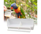 Parrot Feeder with Perch Stick 2 Compartments Feeding Dish Bite Resistant Cage Accessories Plastic Bird Trough Pet Water Food Dispenser Bird Supplies-White