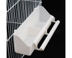 Parrot Feeder with Perch Stick 2 Compartments Feeding Dish Bite Resistant Cage Accessories Plastic Bird Trough Pet Water Food Dispenser Bird Supplies-White