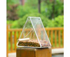 Hanging Bird Feeder Food Dispenser Box Container Garden Outdoor Feeding Tool Triangle with Suction Cup