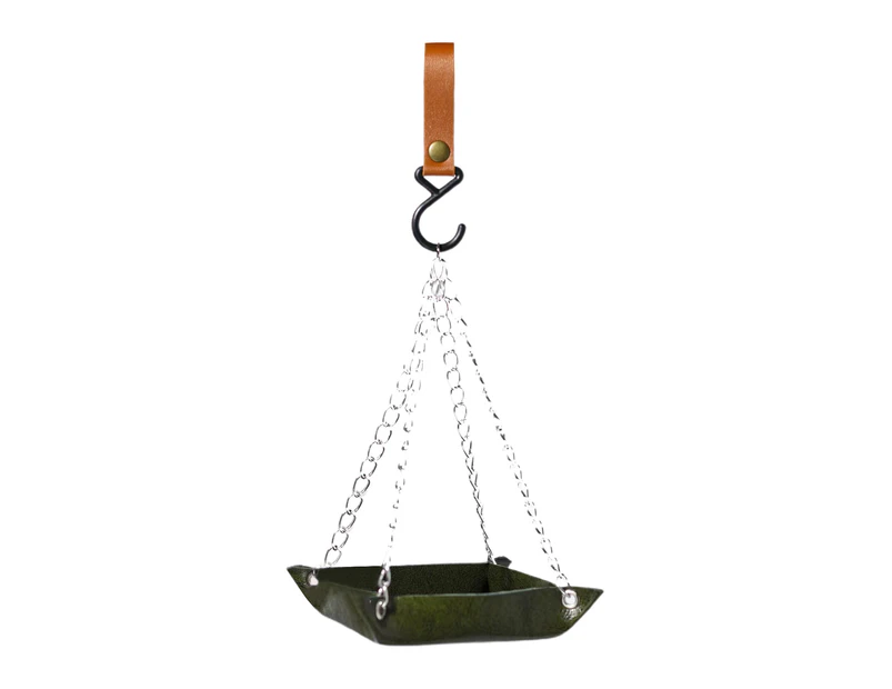 Bird Feeder Hanging with Hook Bite Resistant Waterproof Retro Refillable Anti-deformed Large Capacity Food Container for Feeding Green