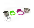 Stainless Steel Food Water Feeding Bowl Cup Bird Parrot Feeder Pet Cage Supplies Random Color