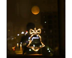 1 Set Christmas Light Sucker Design Hollow Out Glowing Elk Bell Snowman Decorative Light for Living Room C