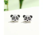 Shining Cubic Zirconia Necklace Earrings Ring Adjustable Panda Shape Stud Earrings Opening Ring Pendant Necklace Jewelry Accessory  B