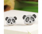 Shining Cubic Zirconia Necklace Earrings Ring Adjustable Panda Shape Stud Earrings Opening Ring Pendant Necklace Jewelry Accessory  B