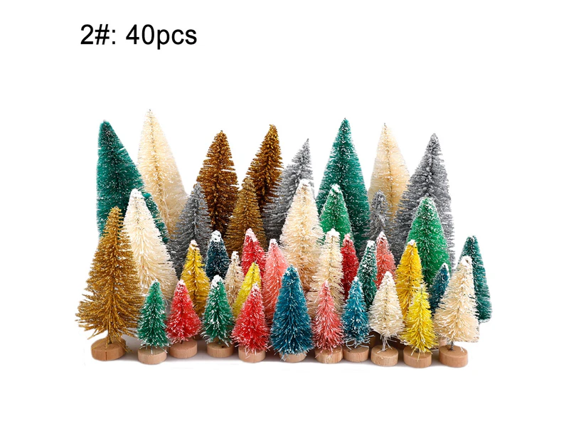 1 Set Mini Christmas Trees Portable Creative Simulation Tiny Snowy Pine Tree Holiday Party Decoration for Gift 2#
