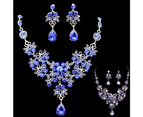 Women's Wedding Party Acrylic Flower Drop Pendant Necklace Earrings Jewelry Set Blue
