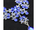 Women's Wedding Party Acrylic Flower Drop Pendant Necklace Earrings Jewelry Set Blue